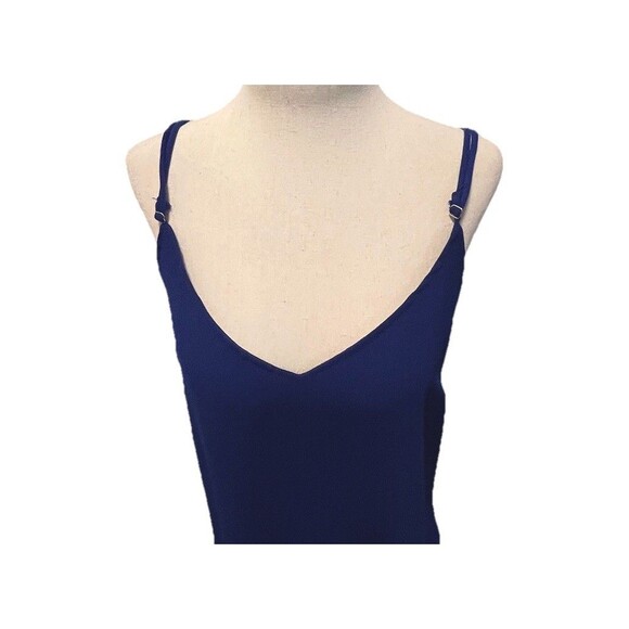 Lulus NAVY BLUE SMALL Spaghetti Strap Double V Neck High Low Hem Maxi Dress - Picture 3 of 10